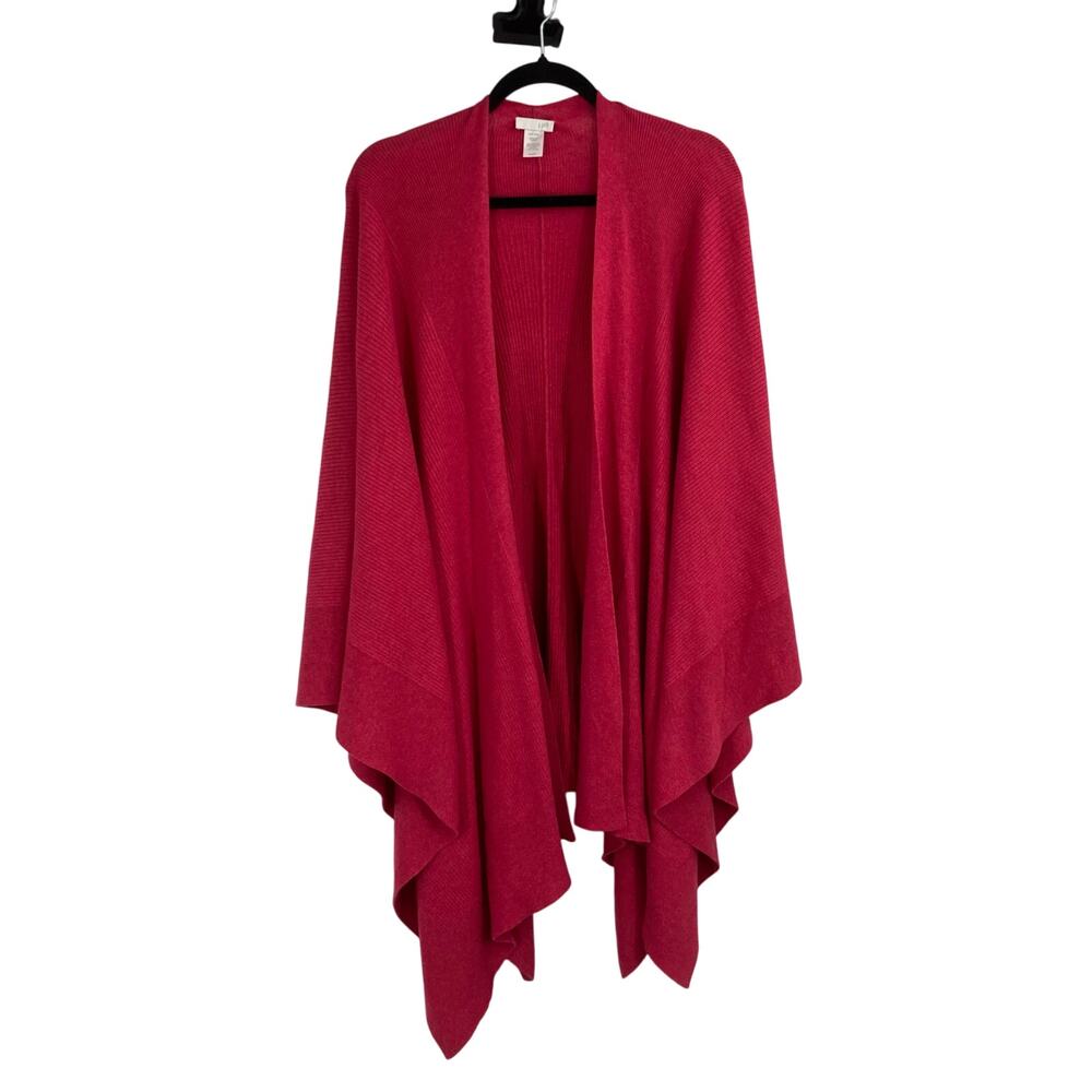 J.Jill Ribbed Pink Viscose Cotton Poncho Shawl Sweater Women’s One Size